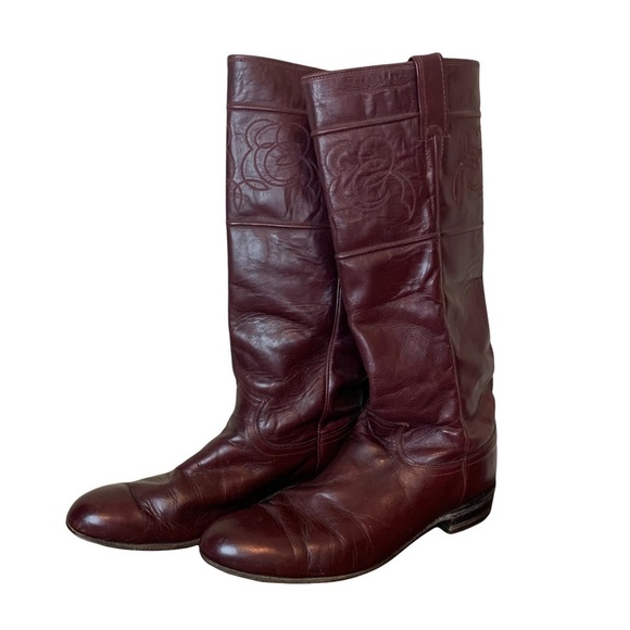 Vintage Women’s Justin Boots Tall Riding Equestrian Western Ranch Cowboy - Picture 1 of 10